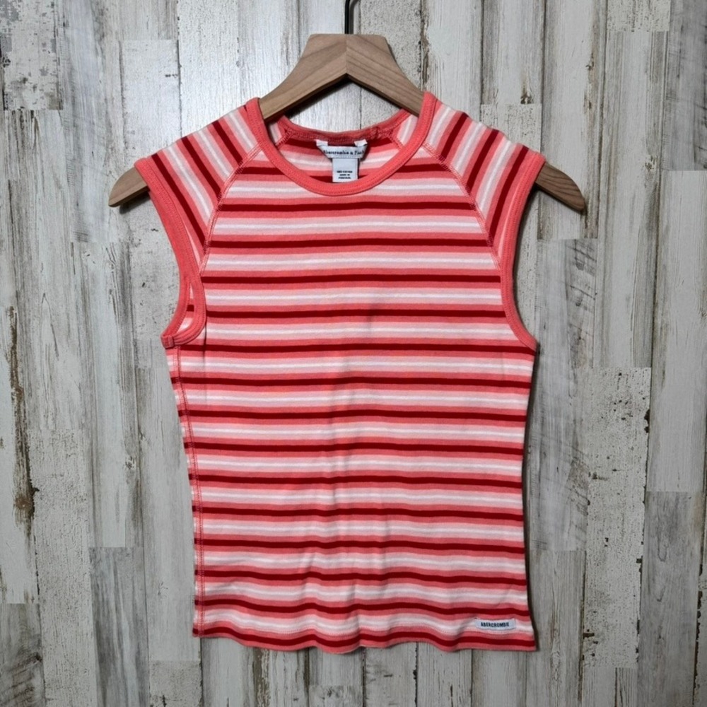 Vintage Y2K Abercrombie & Fitch Stripe Retro Preppy Girly Muscle Baby Tee Medium